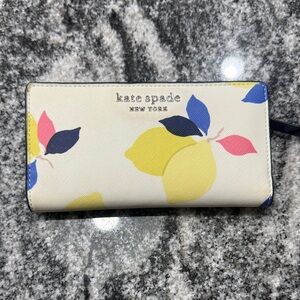 Kate Spade Lemon Print Wallet - Cream and Blue